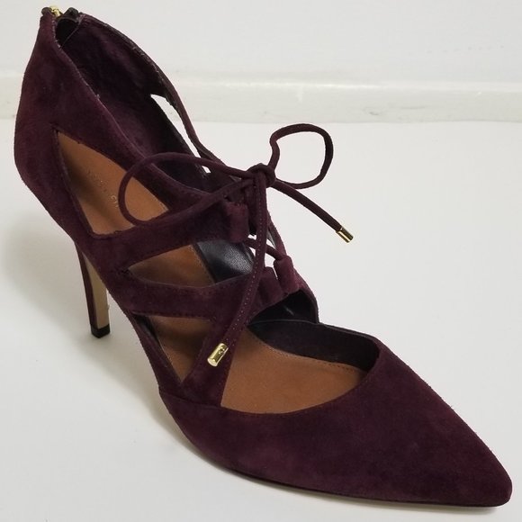 Saks Fifth Avenue Crystal Suede Lace Up Heel 11 M - Picture 1 of 7